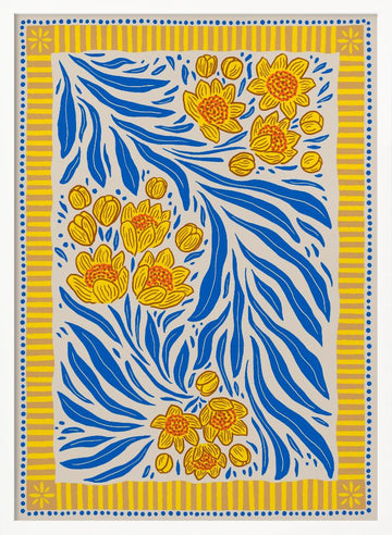Vibrant Floral Pattern | Poster - White Frame Interior