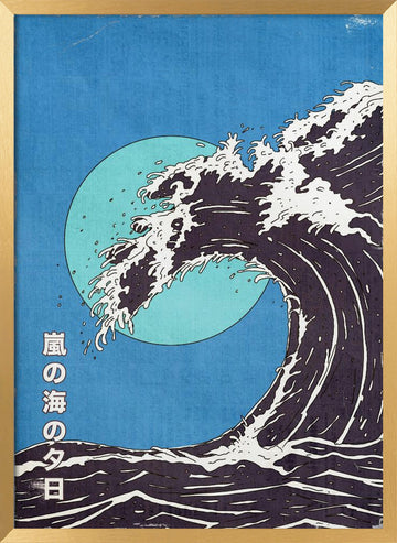 Great Blue Wave | Poster - Gold Frame Interior