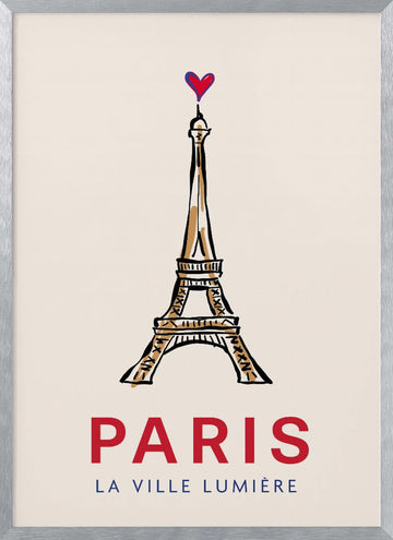 Paris Eiffel Heart | Poster - Silver Frame Interior