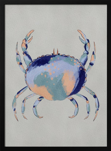 Serene Blue Crab | Poster - Black Metal Frame Interior