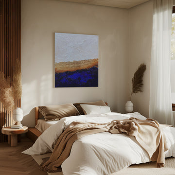 Deep Blue Gold Abstract | Canvas - Room Interior 2