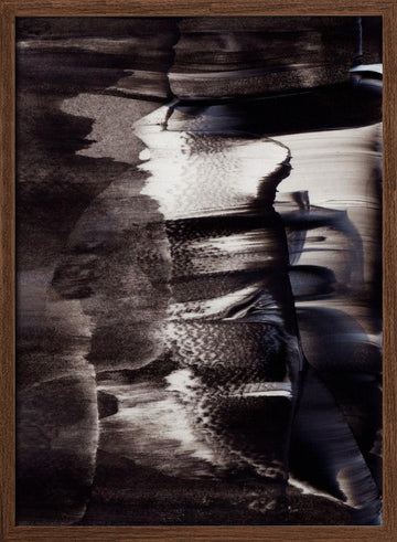 Monochrome Textures And Fluid Brushstrokes | Poster - Walnut Frame Interior