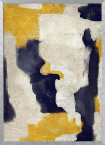 Abstract Gold Indigo Shapes | Poster - Silver Frame Interior