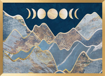 Golden Moon Mountains | Poster - Gold Frame Interior
