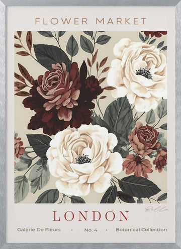 London Flower Market Roses | Poster - Silver Frame Interior