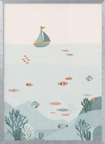 Whimsical Ocean Life | Poster - Silver Frame Interior