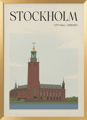 Stockholm City Hall | Poster - Gold Frame Interior