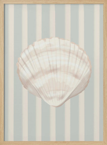 Coastal Seashell Stripes | Poster - Wood Frame Interior