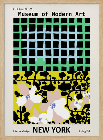 Vibrant Abstract Floral Grid | Poster - Wood Frame Interior