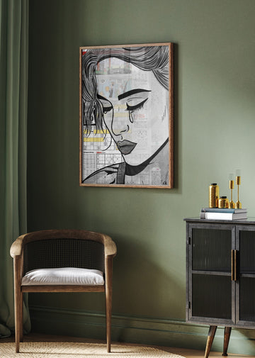 Melancholy Newspaper Woman | Poster - Room Interior 2