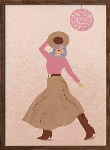 Disco Cowgirl 1 | Poster - Walnut Frame Interior