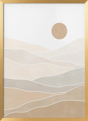 Layered Desert Sun | Poster - Gold Frame Interior