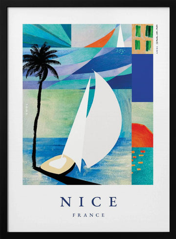 Summer Sailboat Beach | Poster - Black Metal Frame Interior