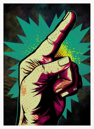 Pointing Hand Pop Art | Poster - White Frame Interior