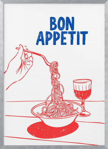 Spaghetti Bon Appetit | Poster - Silver Frame Interior