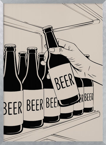 Grabbing a Cold Beer | Poster - Silver Frame Interior