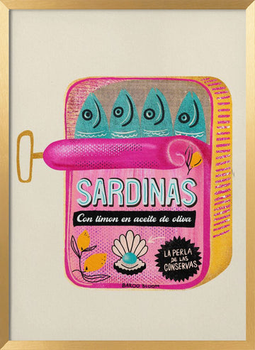 Whimsical Pink Sardines | Poster - Gold Frame Interior