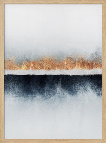 Golden Horizon Abstract | Poster - Wood Frame Interior