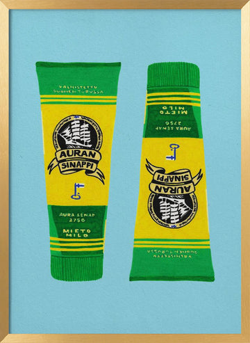 Classic Finnish Mustard Tubes | Poster - Gold Frame Interior
