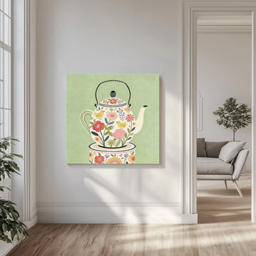 Sweet Teapot Garden Birds | Canvas - Room Interior 1