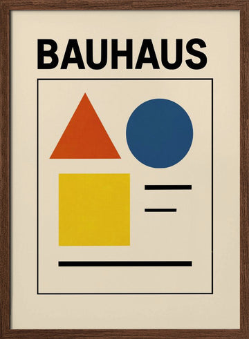 Bauhaus Geometric Shapes | Poster - Walnut Frame Interior