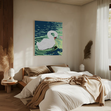 Graceful Swan on Water | Canvas - Room Interior 2
