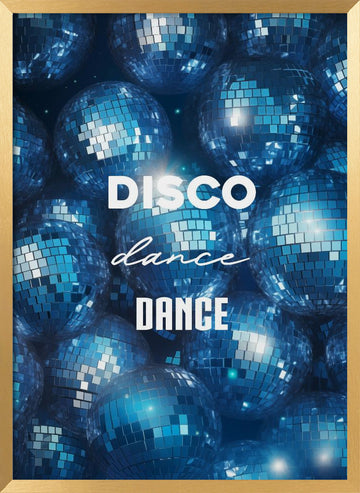 Blue Disco Dance Party | Poster - Gold Frame Interior