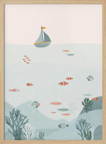 Whimsical Ocean Life | Poster - Wood Frame Interior
