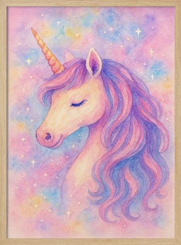 Dreamy Pastel Unicorn | Poster - Wood Frame Interior