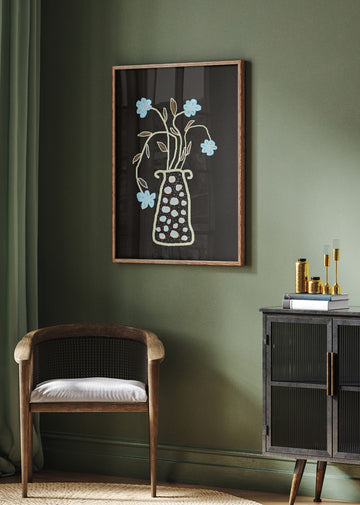 Blue Flowers In Decorative Vase | Poster - Room Interior 2