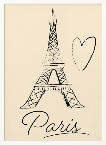 Eiffel Tower Paris Love | Poster - White Frame Interior