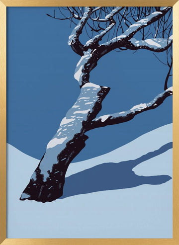 Snowy Winter Tree | Poster - Gold Frame Interior