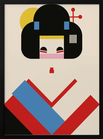 Colorful Geometric Woman | Poster - Black Metal Frame Interior