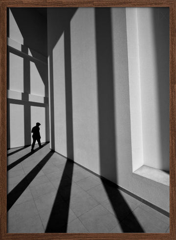 Solitary Man Shadows | Poster - Walnut Frame Interior