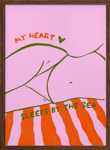 Heart Sleeps By The Sea | Poster - Walnut Frame Interior