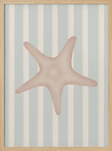 Coastal Starfish Stripes | Poster - Wood Frame Interior