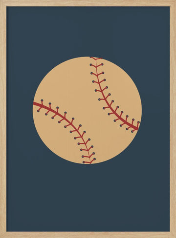 Red Stitched Baseball | Poster - Wood Frame Interior