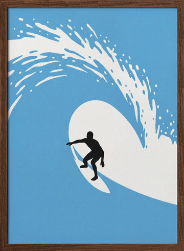 Surfer In The Tube | Poster - Walnut Frame Interior
