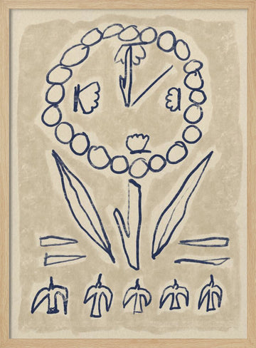 Folk Art Flower Symbols | Poster - Wood Frame Interior