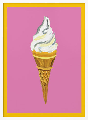 Pink Ice Cream Cone | Poster - White Frame Interior