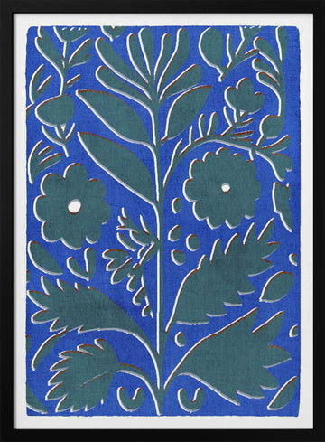 Vibrant Blue Botanicals | Poster - Black Metal Frame Interior