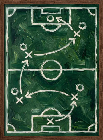 Football Game Plan | Poster - Walnut Frame Interior