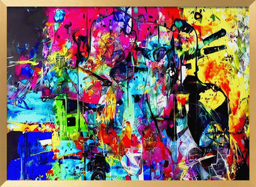 Vibrant Abstract Faces | Poster - Gold Frame Interior