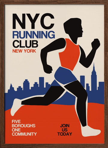 New York City Runner | Poster - Walnut Frame Interior