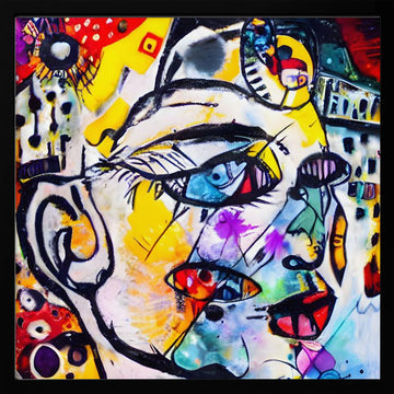 Vibrant Abstract Face | Poster - Black Metal Frame Interior