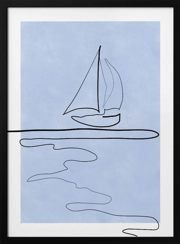 Serene Sailboat Horizon | Poster - Black Metal Frame Interior