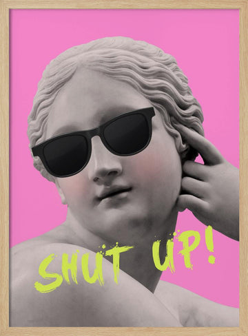 Sassy Statue Sunglasses | Poster - Wood Frame Interior