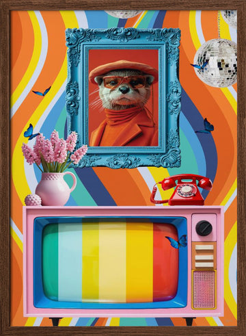 Retro Otter Vibe | Poster - Walnut Frame Interior