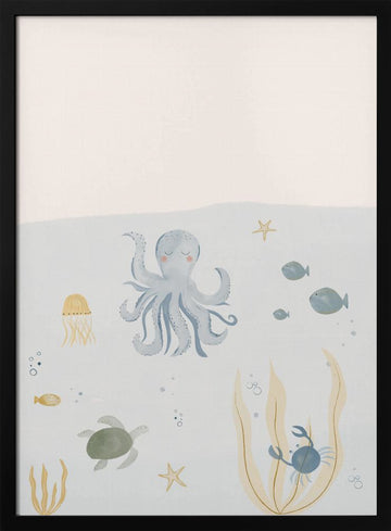 Gentle Ocean Friends | Poster - Black Metal Frame Interior