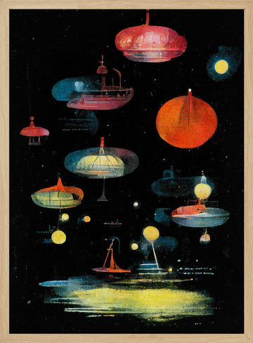 Lanterns | Poster - Wood Frame Interior